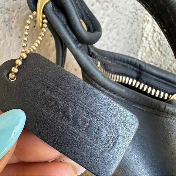 VINTAGE COACH Slim Duffle Shoulder Sac Crossbody Bag in Black Leather #5722 RARE - Picture 6 of 11